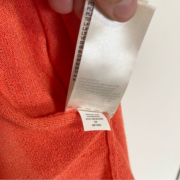 Chicos Light Knit Orange Ruched Cardigan Sweater Chicos 1 Women Medium 8 - Picture 13 of 16